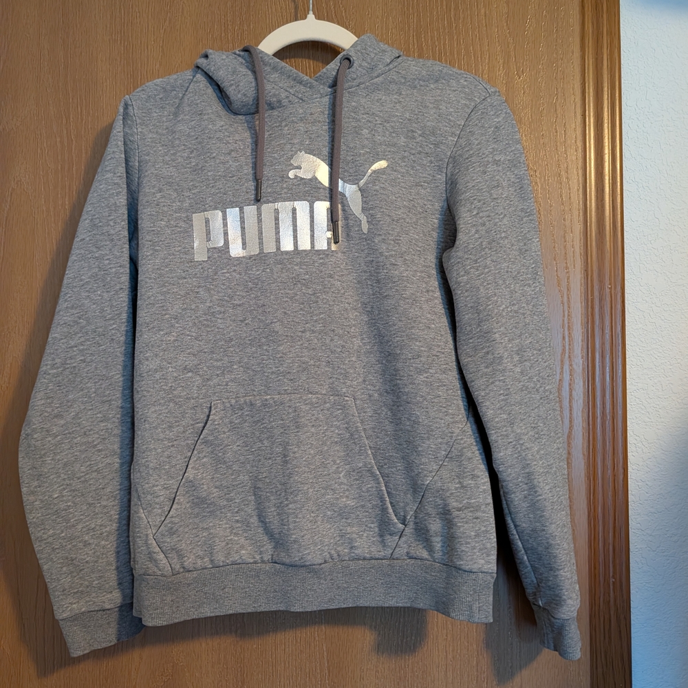 PUMA Women's Gray Hoodie with Silver Logo